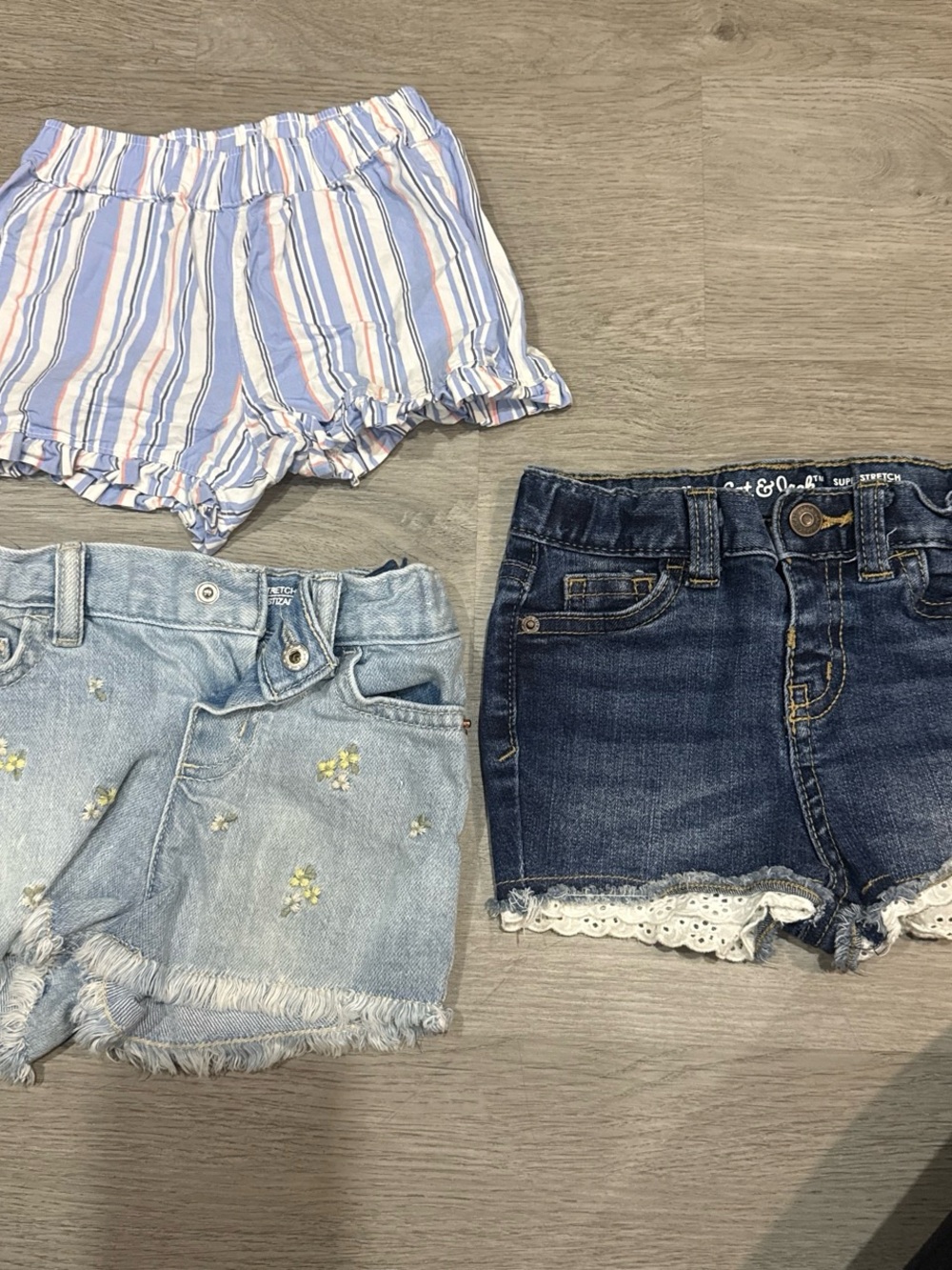 Cat & Jack Blue Multi-Striped and Denim Short Set
